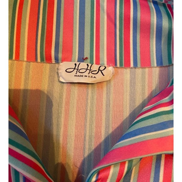 Vintage 1970s Retro Dress Vertical Stripes  Front Pockets Size Medium - Picture 4 of 6